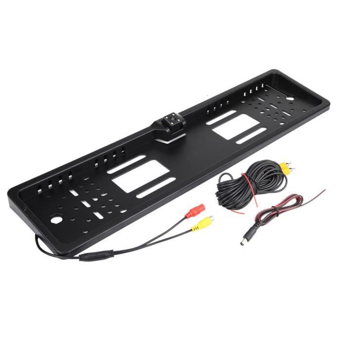 Kit Porte-plaque Arrière Avec Caméra De Recul Et 4 LEDs | Compatible Plaques Européennes 520x120 Mm | Vision Nocturne | Installation Facile Plug & Play