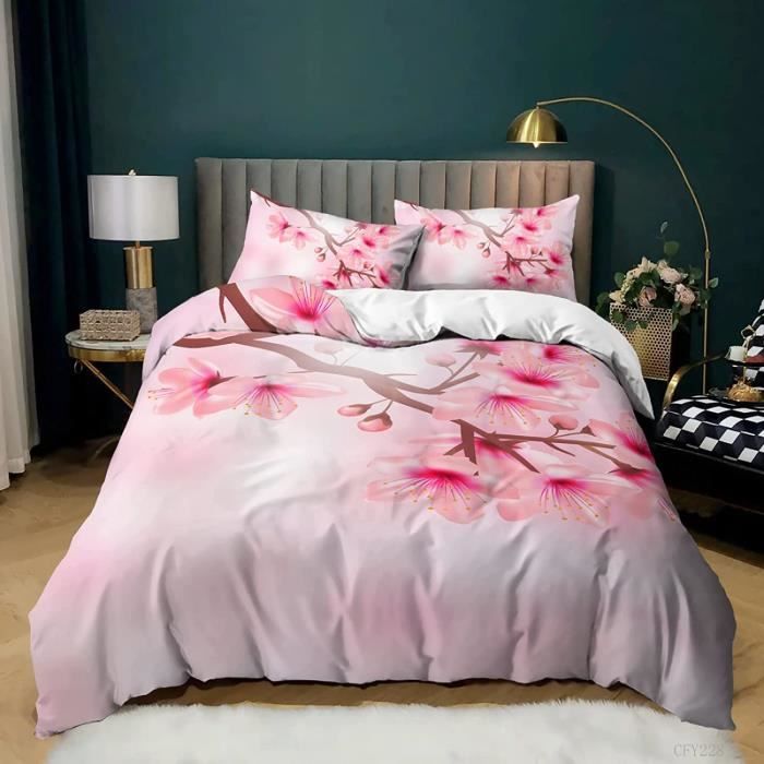 Couette 4 Saisons 220x240 Cm Imprimée Fleurs - Ensemble Avec 2 Taies | Microfibre Douce, Lavable Machine - 13