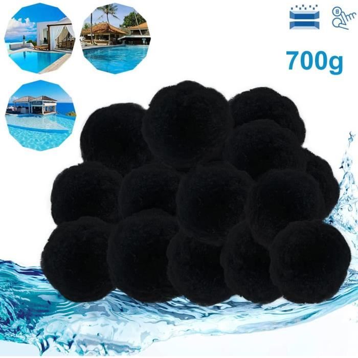 Aufun Balles filtrantes 700 g remplacent 25 kg de sable filtrant, pour piscine, piscine, filtre à sable d'aquarium (noir)