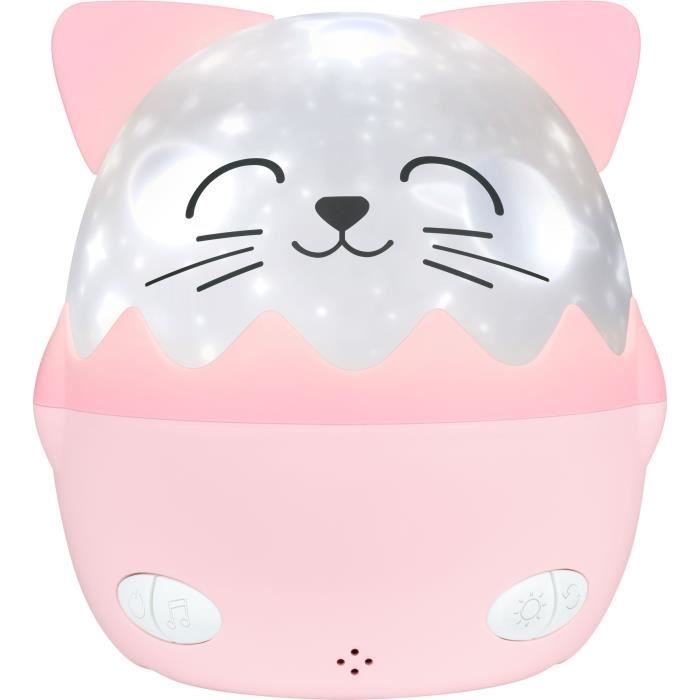 Veilleuse musicale sans fil BIGBEN Chat Projection 360° 13 films 8 mélodies Télécommande Batterie USB C