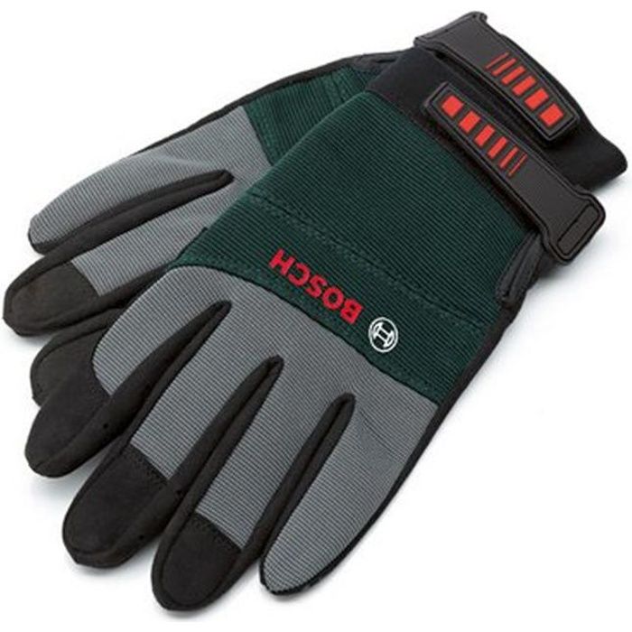 gants de jardinage - bosch - taille l - vert et gris - protection contre les coupures