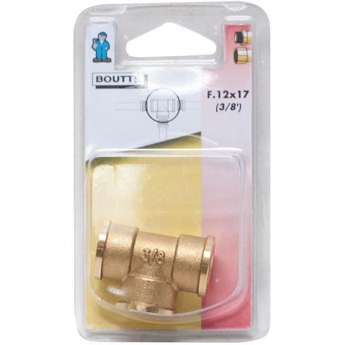 Té à visser - BOUTTE - laiton - 12x17 - femelle