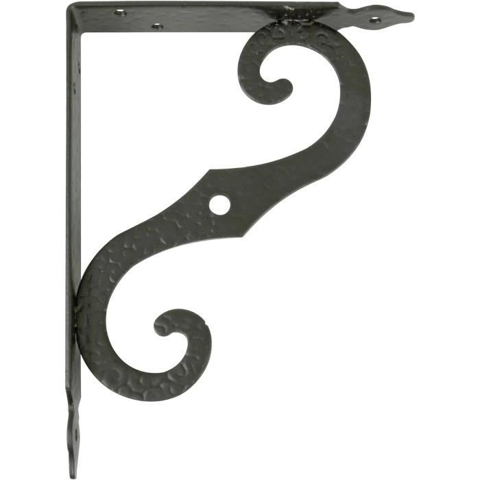 Équerres Murales KeyMet - 250x200 Mm - Noir Fer Forgé - Lot De Supports D'étagères