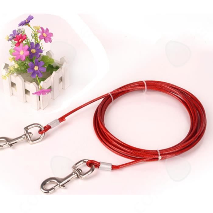 Comparer les prix de CONFO® Corde en fil d'acier à double extrémité un à deux attachant la laisse de chien corde fixe Laisse rouge  d'animal familier de