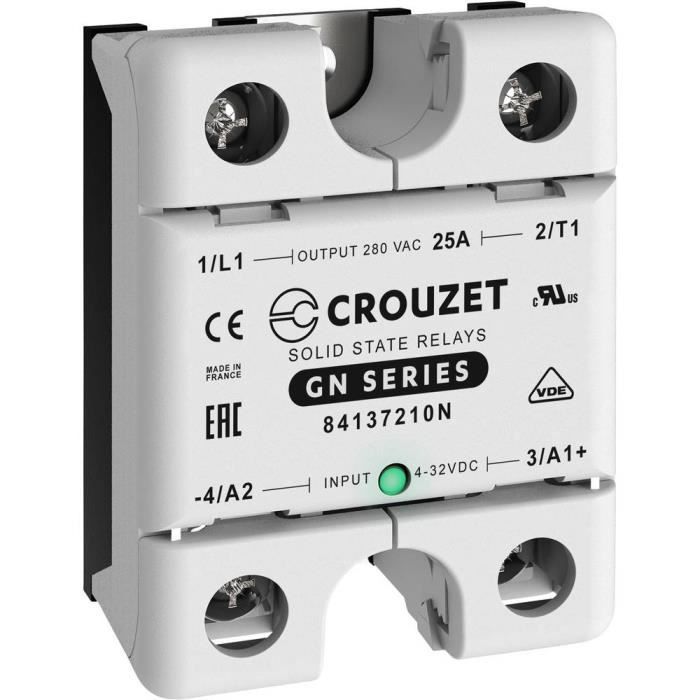 Crouzet Relais à semi-conducteurs 84137210N 25 A Tension de contact (max.): 280 V/AC à commutation aléatoire 1 pc(s)