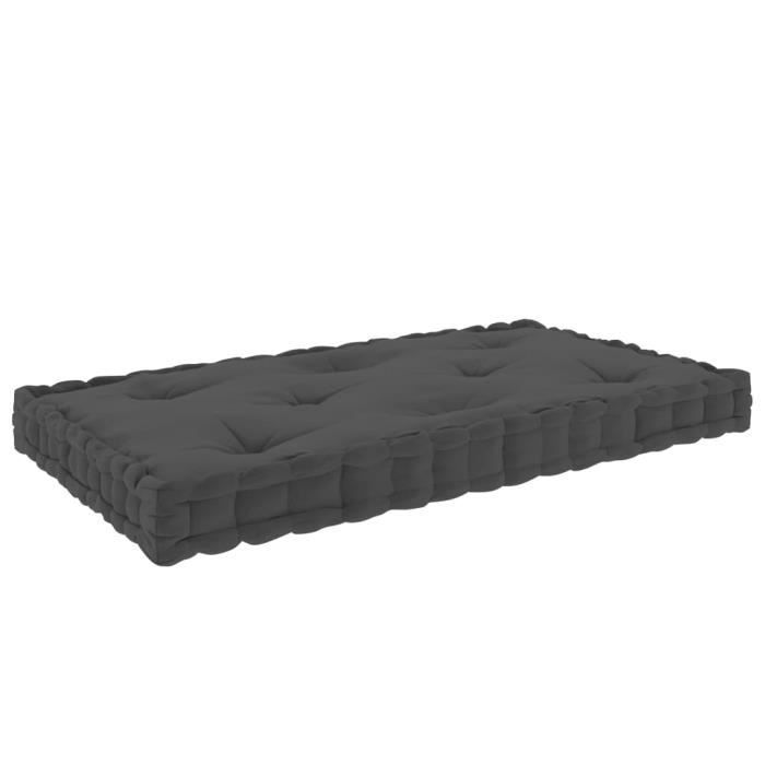 Coussin De Palette Anthracite 120x80x12 Cm - Tissu Polyester Imperméable Pour Extérieur Et Intérieur