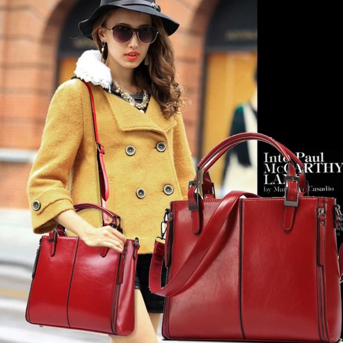 Sac cabas sales rouge femme