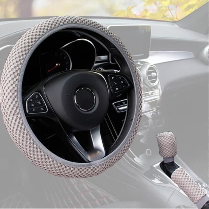 Kit 3 Housses Volant Massage + Frein à Main + Levier Vitesse – Universel 38 Cm – Antidérapant