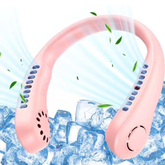 Ventilateur de Cou USB 3 Vitesse Sans Pales Mini ventilateur portable - Rose Silencieux Rechargeable Sport Voyage - E F Connection