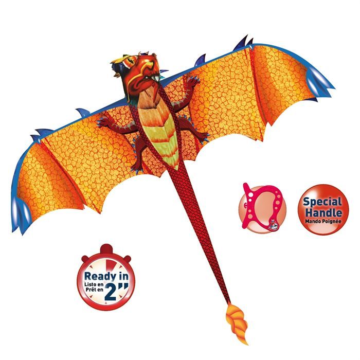 Cerf-Volant Dragon Enflammé Géant - Mint's Colorful Life, 157 Cm, Idéal Enfants Et Adultes Pour Plage Et Vent Fort