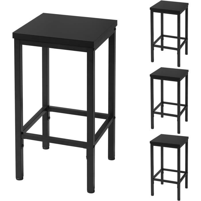 EUGAD Lot de 4 Tabouret de Bar Chaise de Cuisine Industriel avec Repose-Pieds en Bois Aggloméré + Métal Noir E0AG0084-4
