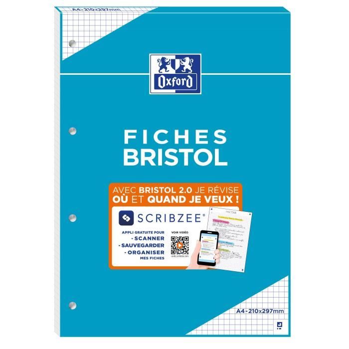 Fiches oxford bristol revision 2.0 oxford a5 perforee 32 fiches