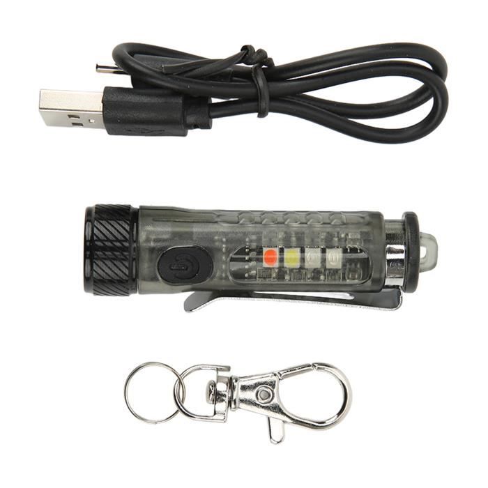 pin lampe de poche porte-clés porte-clés lampe de poche lumineux ip65 étanche rechargeable rouge bleu lumière mini 131099