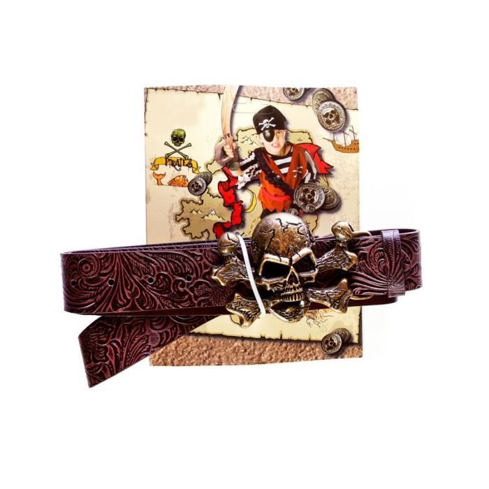 Boucle De Ceinture Tête De Mort Pirate En Métal Argenté Ancien - Avec Pierres - Dimensions 8,5x6,5cm - Neuf