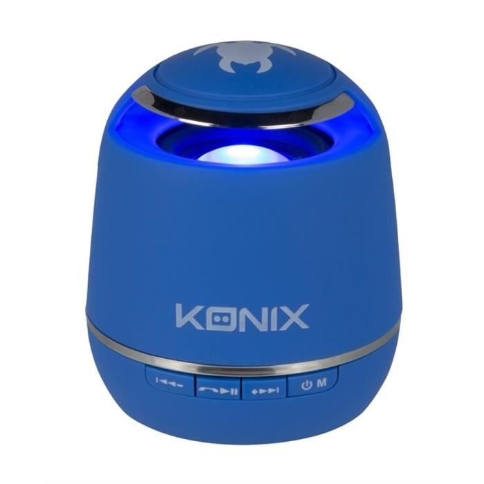 Enceinte connectée Bluetooth bleue - KONIX - Lecteur de carte micro SD - Résistant aux éclaboussures