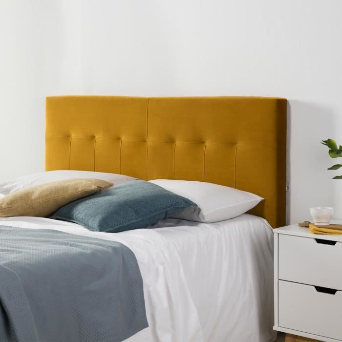 T&ecirc;te de lit napoles 140x100 jaune moutarde