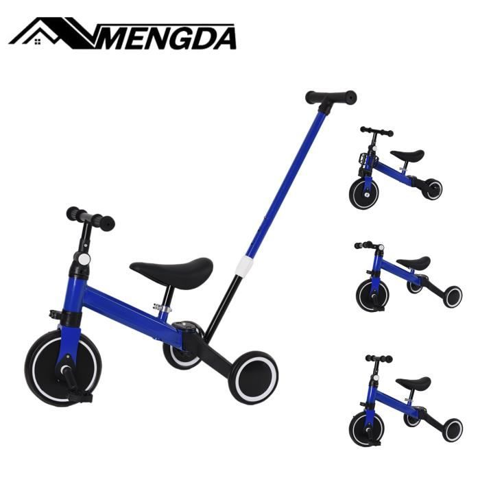Velo Draisienne Evolutif MENGDA pour Enfants 1 4 Ans Bleu Siege et Poignee Reglables