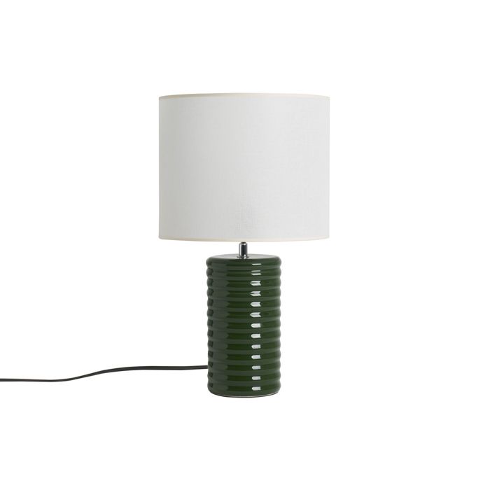 Miliboo - Lampe à poser en céramique émaillée vert foncé et abat-jour ...