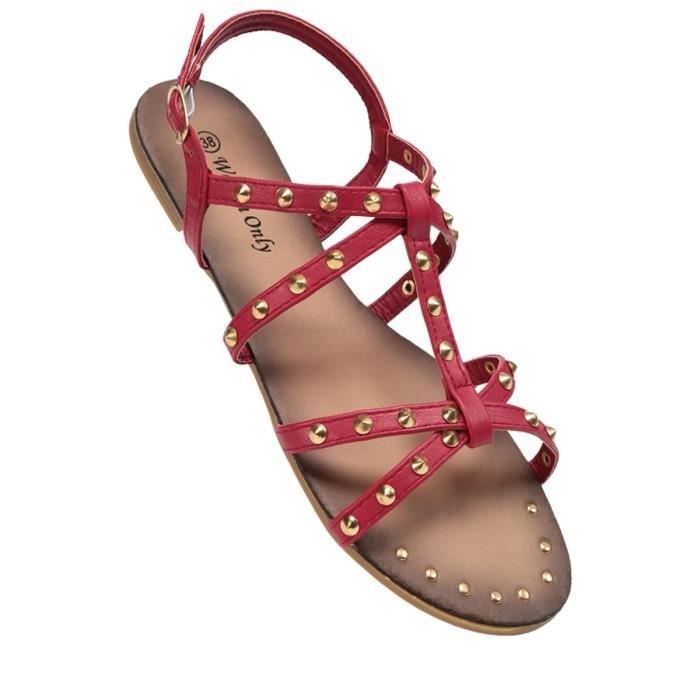 sandales nu pied femme rouge