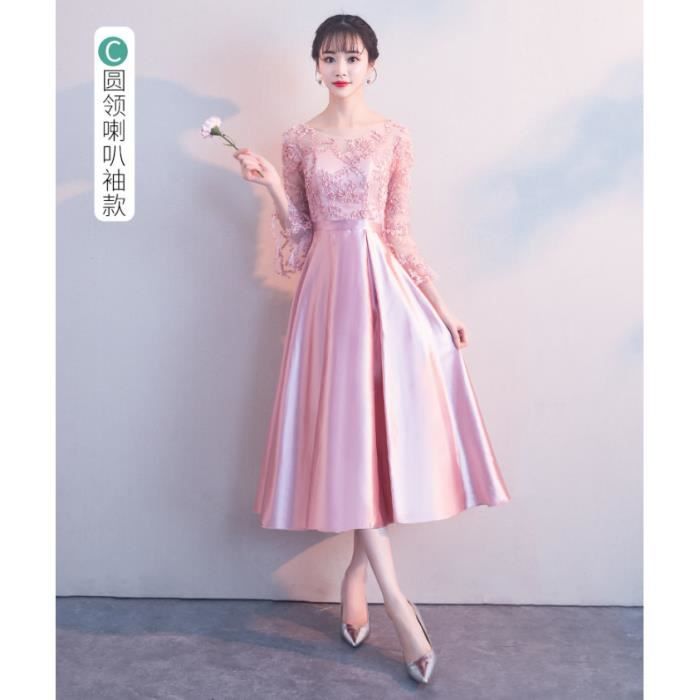 Robe Soiree Demi Longue Satin Chic Ete Femmes Fille Pour Ceremonie Mariage Cocktail Anniversaire Gala Rose Wk733 Rose Achat Vente Robe De Ceremonie Cdiscount