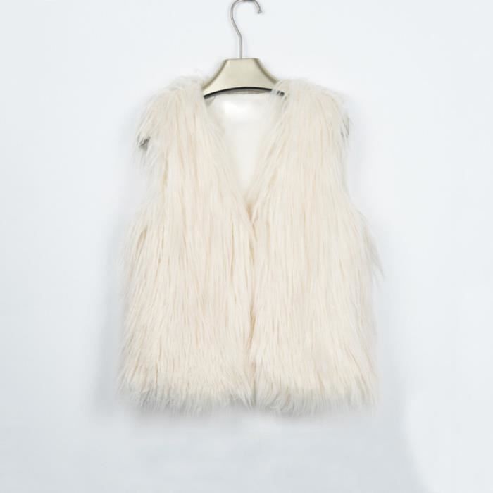 Bebe En Fausse Fourrure Fille Gilet Sans Manches Gilet Veste Manteau Gilet Bolero Outwear Beige Beige Cdiscount Pret A Porter