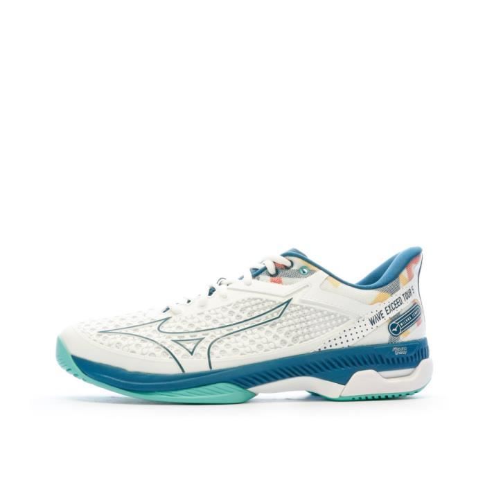 chaussures de tennis blanches/bleu homme mizuno wave exceed