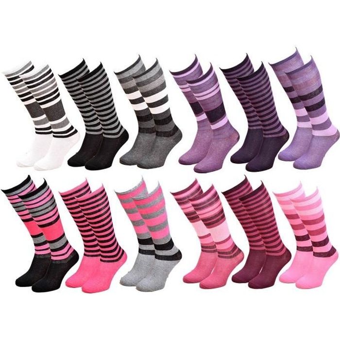 Chaussettes Hautes Fille Mi bas Coton Majoritaire Pack de 12 Paires Mi Bas  Assortis Pack de 12 paires mi bas assortis - Cdiscount Prêt-à-Porter