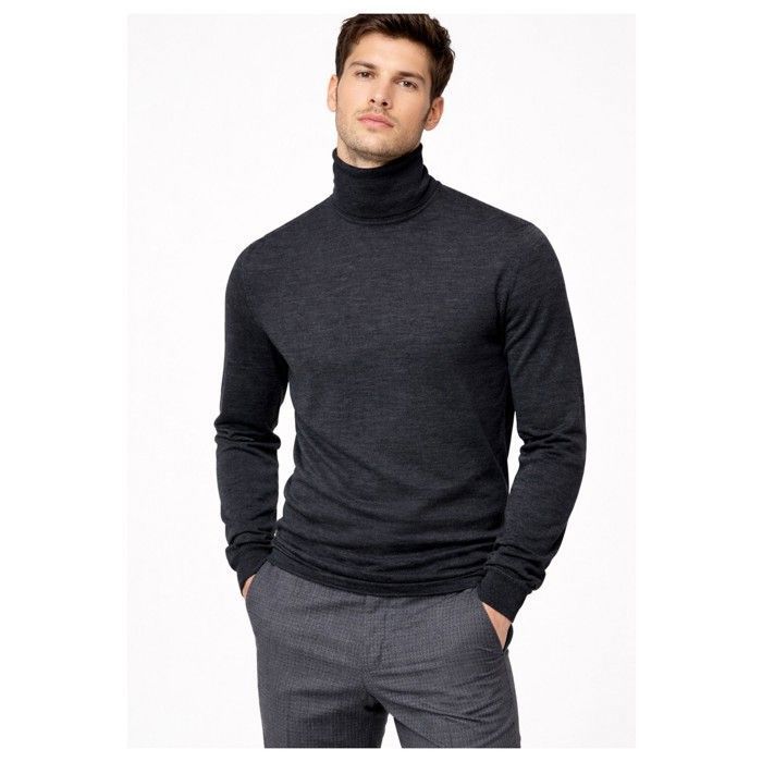 Pull Homme Col Zippé Vintage - 5XL - Gris Laine Mérinos - Occasion Très Bon état