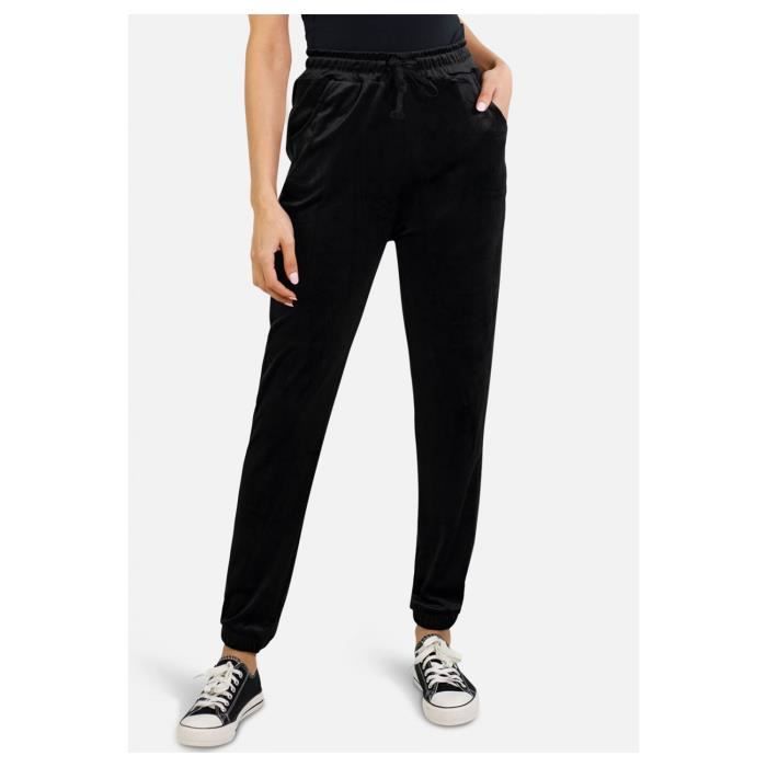 Jogging velours noir femme Clearance