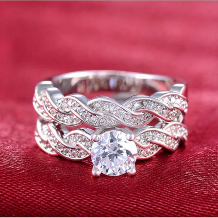 Bague Argent 925 Femme Avec Zircone Cubique - Bague De Fiançailles Ou Alliance Réglable - Pierre 5 Mm, Pureté VVS1 - Poids 3,5 G - Cadeau Pour Copine, Mère, Amie