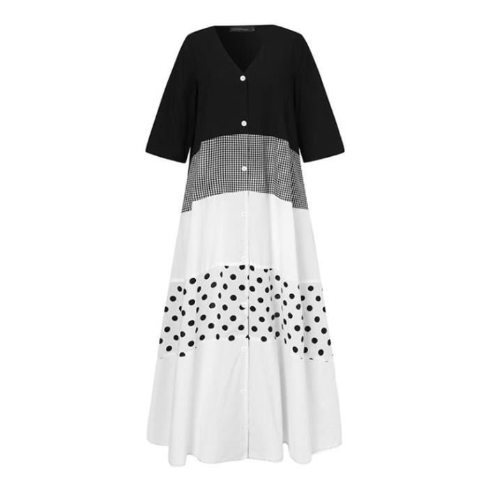 Robe Femme American Living Noir Et Blanc Style Colorblock Avec Peplum - Taille 2 - Neuf Avec étiquettes