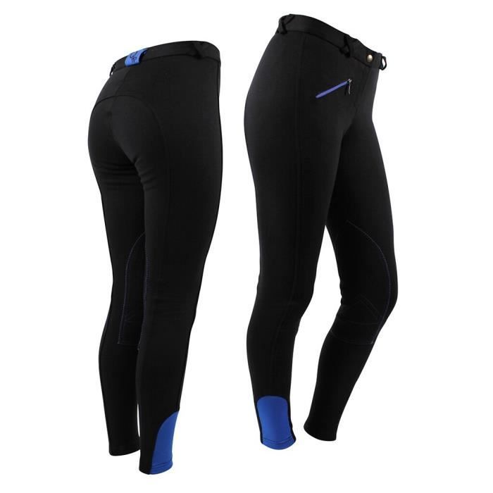 Pantalon équitation femme QHP - noir/bleu - 46