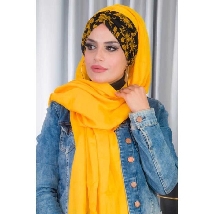 Echarpe Et Gant Femme Turban Cap Pour Femmes Musulman Plaine Bord