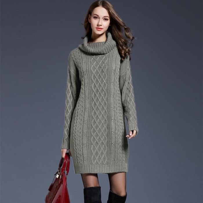 Robe Femme Tops Pull a Manches Longues Couleur Unie Tunique Casual Haut Mode Slim Respirants Automne Blouse Dress Gris Gris Cdiscount Pret a Porter