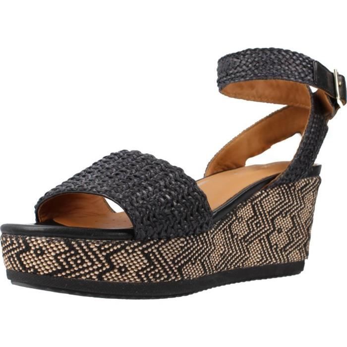 Sandale nu pieds GEOX 134069 Noir Femme Compense Boucle de serrage Noir Cdiscount Chaussures
