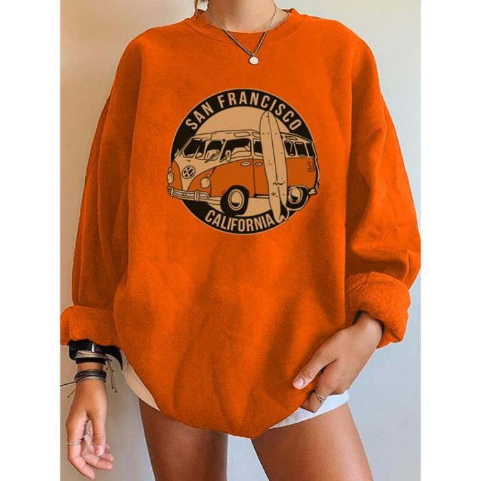 Pull femme col rond imprim San Francisco California FROCOr