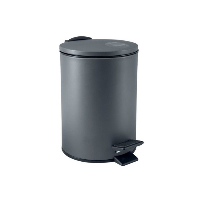 Spirella Poubelle à Pédale Erik 5L Gris Mat – Fermeture Silencieuse Slow Close, Idéale Salle De Bain