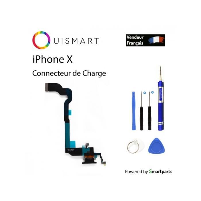 OuiSmart® Nappe dock flex connecteur de charge Noir avec micro et antenne pour iPhone X