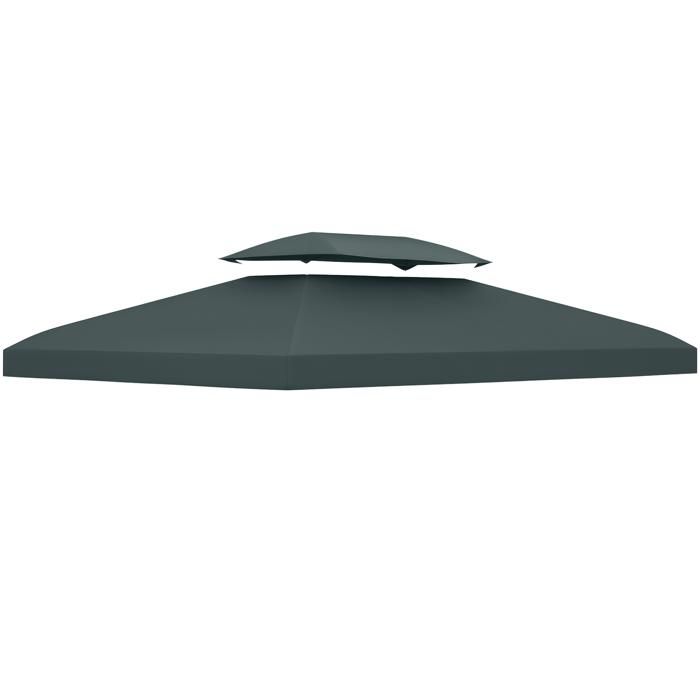 Toile Pour Tonnelle 3x3 - RELAX4LIFE - Double Toit Ventilé - Polyester Imperméable - Protection Solaire - Toit De Rechange - Gris - Jardin