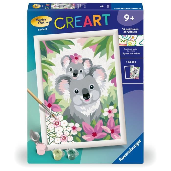 Ravensburger – CreArt Kids 18x24cm – Numéro d'art – Maman Koala et Son bébé – Kit de Peinture par numéros – Dès – 25833