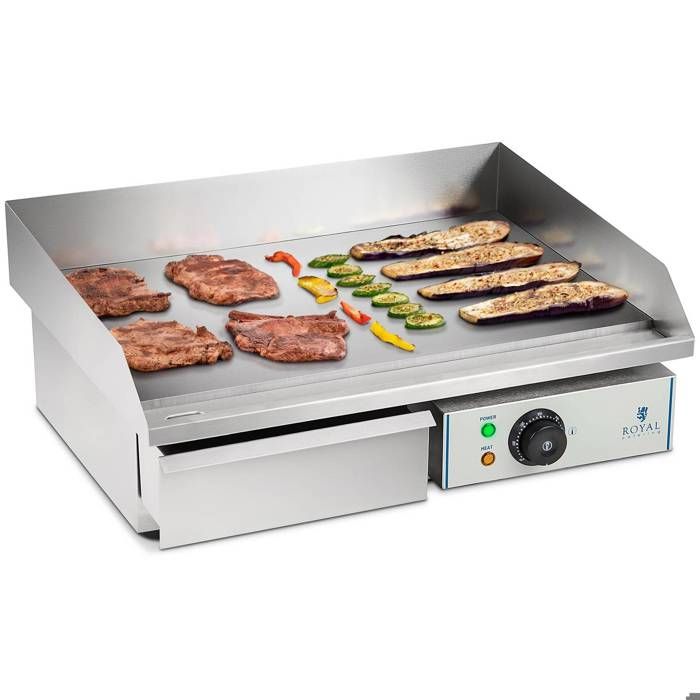 Grill électrique Plancha Royal Catering 48x55x24cm 23,3Kg 3000W Inox RCEG55 Achat / Vente