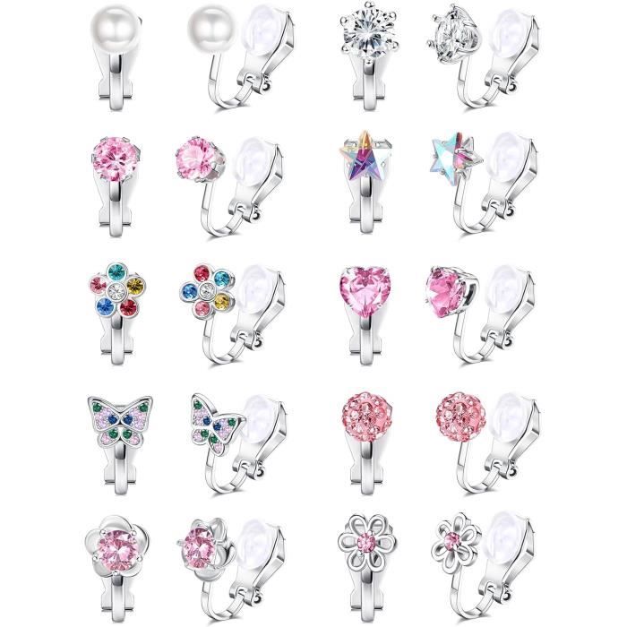 Huiguli 10 Paires Boucles D'Oreilles Pour Femme Fille - Hypoallergéniques Fleur Papillon Multicolore