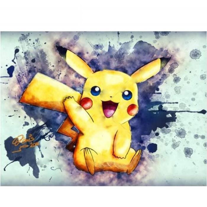 Peinture Par Numero Adulte Kit De Peinture Diamant Pokemon Pikachu Diamant Complet Adulte Enfant Decoration De Salon 5d Animation Japonaise Point De Croix Art Diamant Rond Sans Cadre 25x30cm Point De Croix Kits