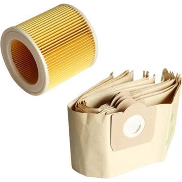 McFilter  10 sacs et 1 filtre compatibles pour aspirateur Kärcher WD3 et  MV3. Alternatives pour les sacs filtrants 6.959-130.0 et le filtre à  cartouche 6.414-552.0. : : Cuisine et Maison