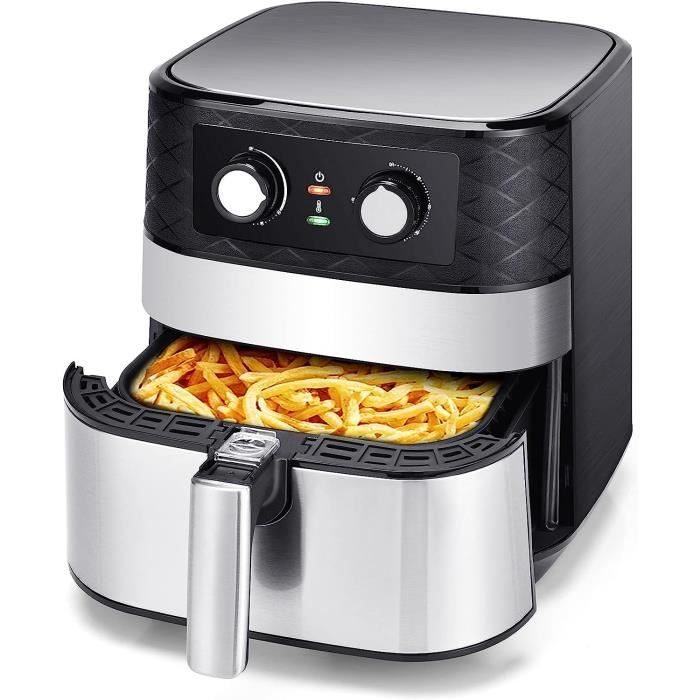 Friteuse à Air Chaud MONMECD 5,5L 1700W – Sans Huile Avec Fenêtre Visible
