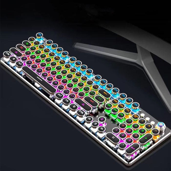Clavier de jeu QWERT TD® Câblé Rétroéclairage en métal RVB Mécanique Résistant à lusure 104 touches Axe mécanique Connexion