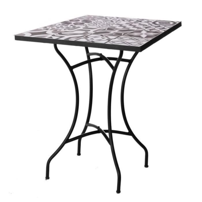 Table Carree D Exterieur Fer Et Carreaux De Ciment Madhou N 2