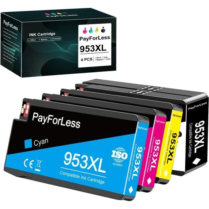 Cartouches D'encre Compatibles HP 924 - Pack 4 Couleurs (Noir, Cyan, Magenta, Jaune) Pour OfficeJet Pro