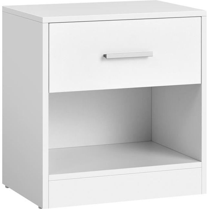 table de chevet - vasagle - blanc classique - 1 tiroir - design moderne et robuste