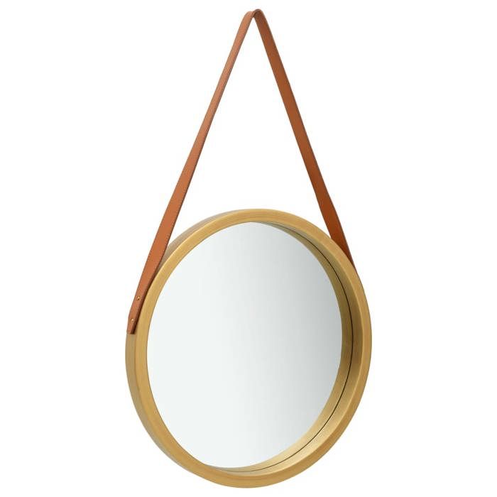 vidaXL Miroir mural avec sangle 50 cm Doré 320365